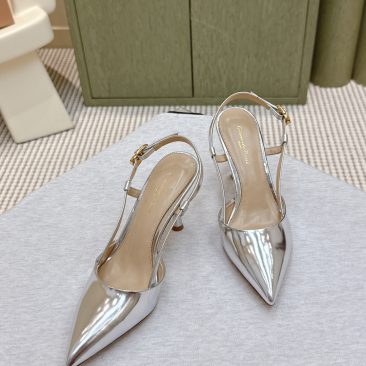 Giày Gianvito rossi cao gót màu bạc siêu cấp da bóng mũi nhọn nữ tính