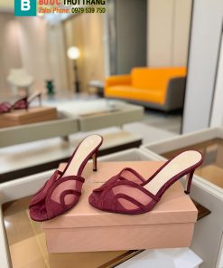 Giày cao gót Gianvito rossi màu đỏ nhung chất liệu lưới thoáng mát sang trọng đế cao 8,5cm
