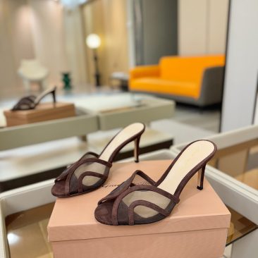 Giày cao gót Gianvito rossi màu nâu chất liệu lưới thoáng mát sang trọng đế cao 8,5cm