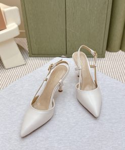 Giày Gianvito rossi cao gót màu trắng siêu cấp chất liệu da bò mũi nhọn nữ tính