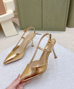 Giày Gianvito rossi cao gót màu vàng siêu cấp da bóng mũi nhọn nữ tính