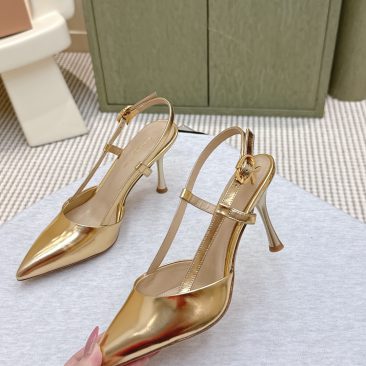 Giày Gianvito rossi cao gót màu vàng siêu cấp da bóng mũi nhọn nữ tính