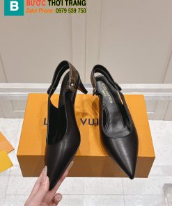 Giày cao gót LV siêu cấp màu đen da bò mềm mịn giày mũi nhọn gót nhọn cá tính