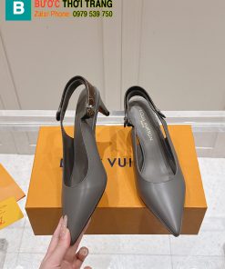 Giày cao gót LV siêu cấp màu ghi da bò mềm mịn giày mũi nhọn gót nhọn cá tính