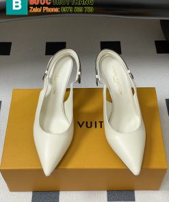 Giày cao gót LV 9 cm màu trắng chất da bò rất đẹp, mũi nhọn nữ tính