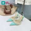 Giày cao gót Mach Mach đính ngọc trai cao 9.5cm màu xanh