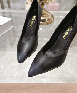 Giày cao gót nữ Miu miu màu đen siêu cấp da bò mềm mịn phong cách sang trọng
