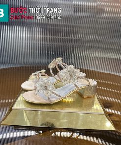 Giày cao gót Rene caovilla đính hoa và hạt sang trọng cao 4.5cm