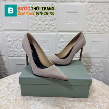 Giày cao gót TOM FORD màu xám đế cao 10,5cm tôn dáng được làm từ lụa cao cấp mềm mại