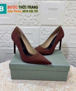 Giày cao gót TOM FORD màu nâu trầm đế cao 10,5cm tôn dáng được làm từ lụa cao cấp mềm mại