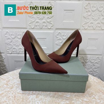 Giày cao gót TOM FORD màu nâu trầm đế cao 10,5cm tôn dáng được làm từ lụa cao cấp mềm mại