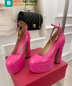 Giày cao gót Valentino siêu cấp màu hồng cao 15,5cm mũi bo tròn, from chuẩn đẹp