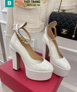 Giày cao gót Valentino siêu cấp màu trắng cao 15,5cm mũi bo tròn, from chuẩn đẹp