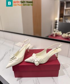 Giày cao gót Velentino màu trắng họa tiết chú bướm xinh xắn, cao 6,5cm