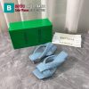 Giày cao gót mũi vuông Bottega Veneta đan da màu xanh socola cao 5cm