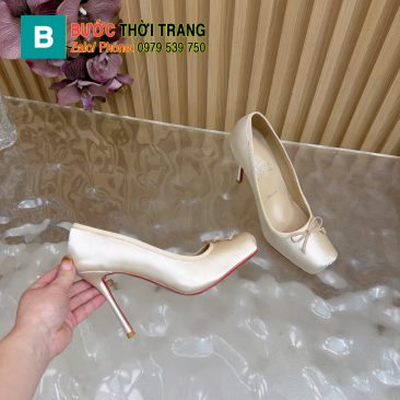 Giày cao gót 𝐶ℎ𝑟𝑖𝑠𝑡𝑖𝑎𝑛 𝐿𝑜𝑢𝑏𝑜𝑢𝑡𝑖𝑛 màu nude quyến rũ đế cao 10cm chất liệu satin mềm mượt