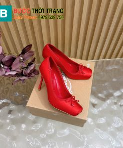 Giày cao gót 𝐶ℎ𝑟𝑖𝑠𝑡𝑖𝑎𝑛 𝐿𝑜𝑢𝑏𝑜𝑢𝑡𝑖𝑛 màu đỏ tươi quyến rũ đế cao 10cm chất liệu satin mềm mượt