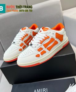 Giày thể thao AMIRI cao cấp màu trắng họa tiết xương cá hai bên màu cam độc đáo phong cách năng động