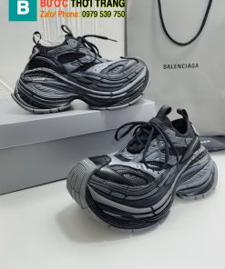 Giày thể thao Platform Reduced màu ghi đen cao cấp đế cao lượn sóng tôn dáng phong cách năng động