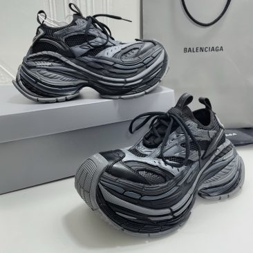 Giày thể thao Platform Reduced màu ghi đen cao cấp đế cao lượn sóng tôn dáng phong cách năng động