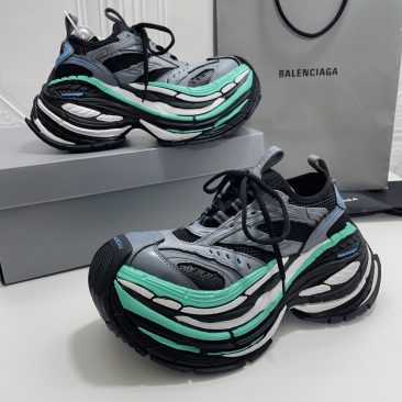 Giày thể thao Platform Reduced màu ghi đen viền xanh cao cấp phong cách năng động