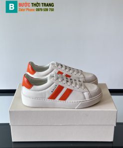 Giày thể thao BALLY màu trắng kẻ cam chất liệu da bê mềm mại phong cách basic