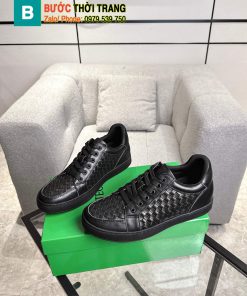 Giày thể thao Bottega Veneta cao cấp màu đen họa tiết đan da thủ công đặc trưng và phong cách sang trọng