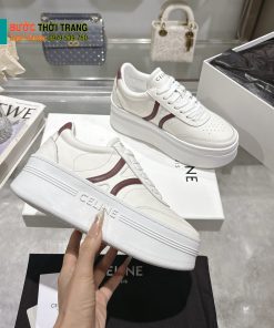 Giày thể thao CELINE màu trắng sọc xanh đế cao da bò mềm mại