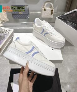 Giày thể thao CELINE màu trắng sọc xanh đế cao da bò mềm mại