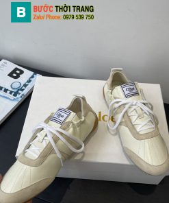 Giày thể thao CHLOE cao cấp màu be chất da bò cao cấp phối vải đế cao su đàn hồi bền bỉ