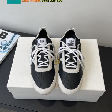 Giày thể thao CHLOE cao cấp màu đen chất da bò cao cấp phối vải đế cao su đàn hồi bền bỉ