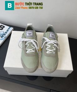 Giày thể thao CHLOE cao cấp màu xanh rêu nhạt chất da bò cao cấp phối vải đế cao su đàn hồi bền bỉ