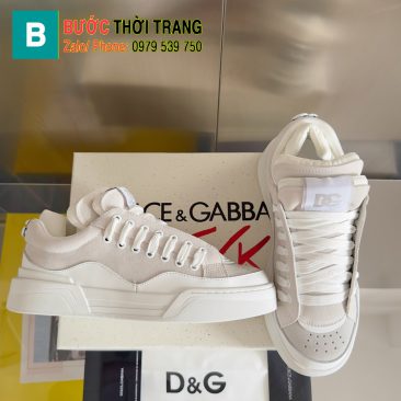 Giày thể thao LOEWE màu be trắng da bò thật cao cấp đế cao 3,5cm, đế cao su chống trượt bền bỉ