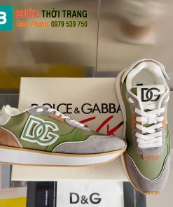 Giày thể thao LOEWE màu nâu và xanh lá kết hợp da bò thật cao cấp đế cao 3cm, đế cao su chống trượt bền bỉ