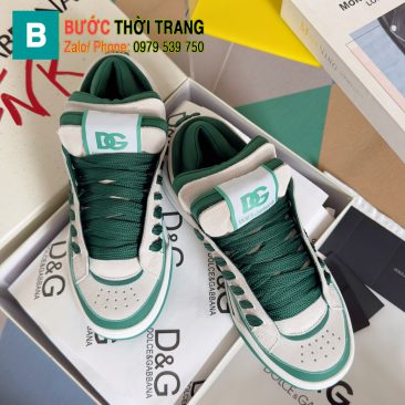 Giày thể thao LOEWE màu trắng kết hợp xanh lá cây da bò thật cao cấp đế cao 3,5cm, đế cao su chống trượt bền bỉ