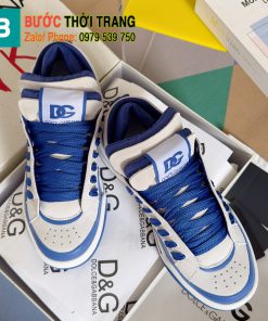 Giày thể thao LOEWE màu trắng kết hợp xanh navy da bò thật cao cấp đế cao 3,5cm, đế cao su chống trượt bền bỉ