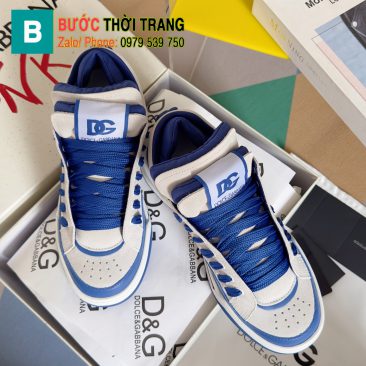 Giày thể thao LOEWE màu trắng kết hợp xanh navy da bò thật cao cấp đế cao 3,5cm, đế cao su chống trượt bền bỉ