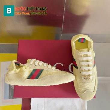 Giày thể thao Gucci Shift màu trắng ngà cao cấp họa tiết vạch xanh đỏ đặc trưng
