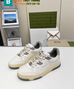 Giày thể thao Gucci cao cấp màu trắng ngà chất liệu da bò đằm tay
