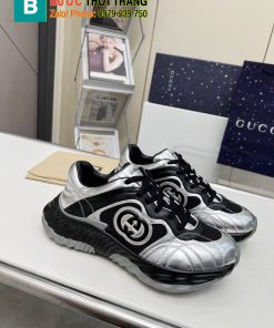Giày thể thao Gucci cao cấp màu ghi đen kiểu dáng năng động
