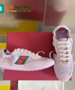 Giày thể thao Gucci Shift màu tím cao cấp họa tiết vạch xanh đỏ đặc trưng