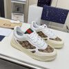 Giày thể thao Gucci cao cấp màu trắng nâu canvas chất liệu da bò đằm tay