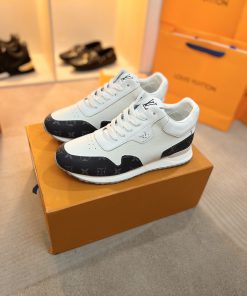 Giày thể thao LV Run Away màu trắng viền ghi họa tiết monogram sắc nét