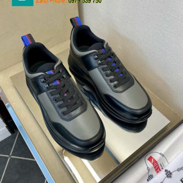Giày thể thao PRADA cao cấp màu ghi đen chất lượng da nguyên bản phong cách năng động