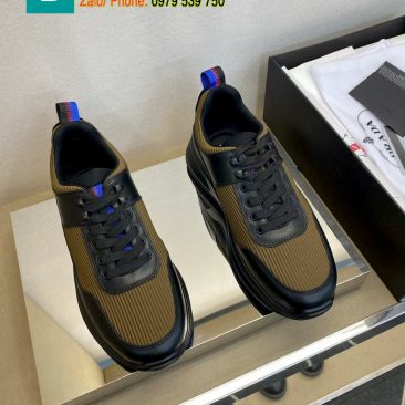 Giày thể thao PRADA cao cấp màu nâu đen chất lượng da nguyên bản phong cách năng động
