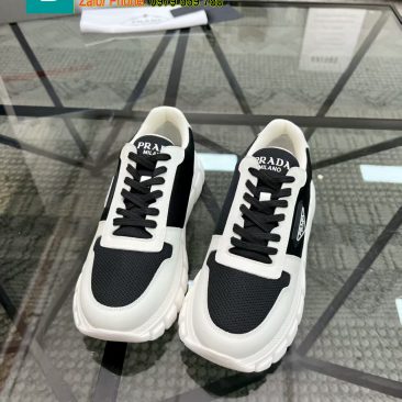 Giày thể thao PRADA cao cấp màu trắng đen chất lượng da nguyên bản phong cách năng động