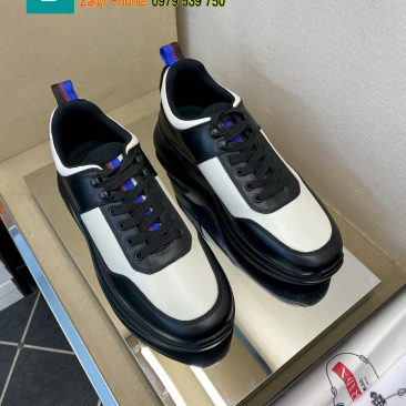 Giày thể thao PRADA cao cấp màu đen trắng chất lượng da nguyên bản phong cách năng động