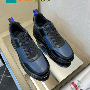 Giày thể thao PRADA cao cấp màu xanh đen chất lượng da nguyên bản phong cách năng động