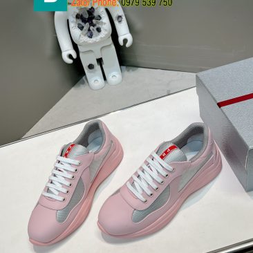 Giày thể thao Prada America’s Cup màu hồng nhạt phong cách thời thượng trẻ trung