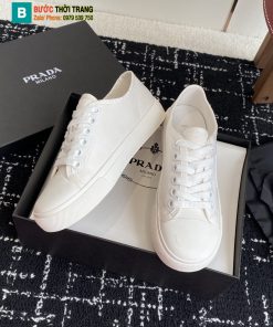 Giày thể thao Prada màu trắng chất liệu vải cotton thoáng mát đế cao su bền bỉ